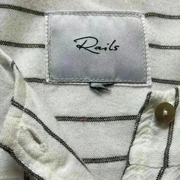 Rails pinstripe long sleeve peplum button front blouse top - Picture 4 of 6